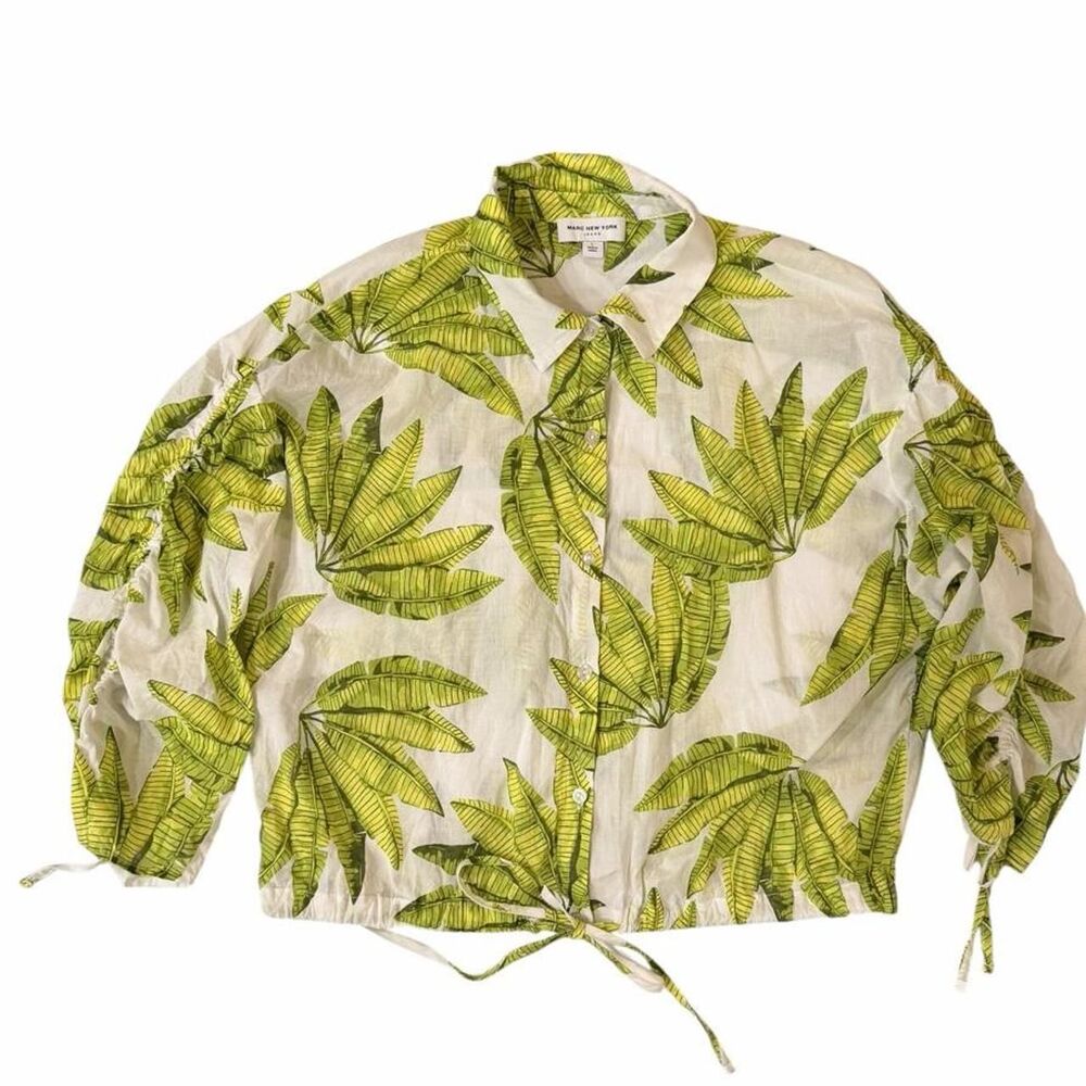 Marc New York green leaf print button up shirt
